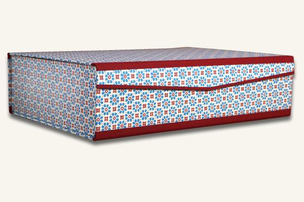 Box Blumenmuster blau, rot, Magnetverschluss